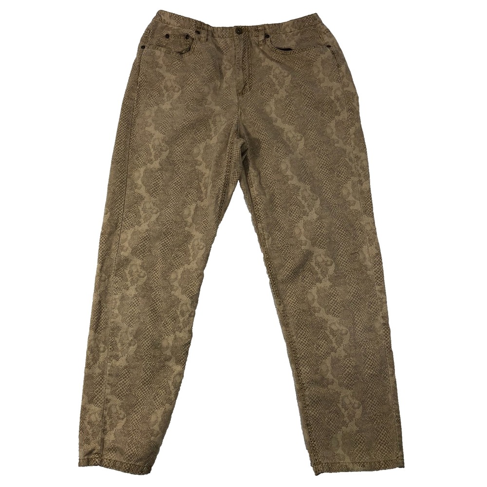 Liz Claiborne‎ Liz Wear Jeans Women 14 Petite Brown Snakeskin Animal Print Pants